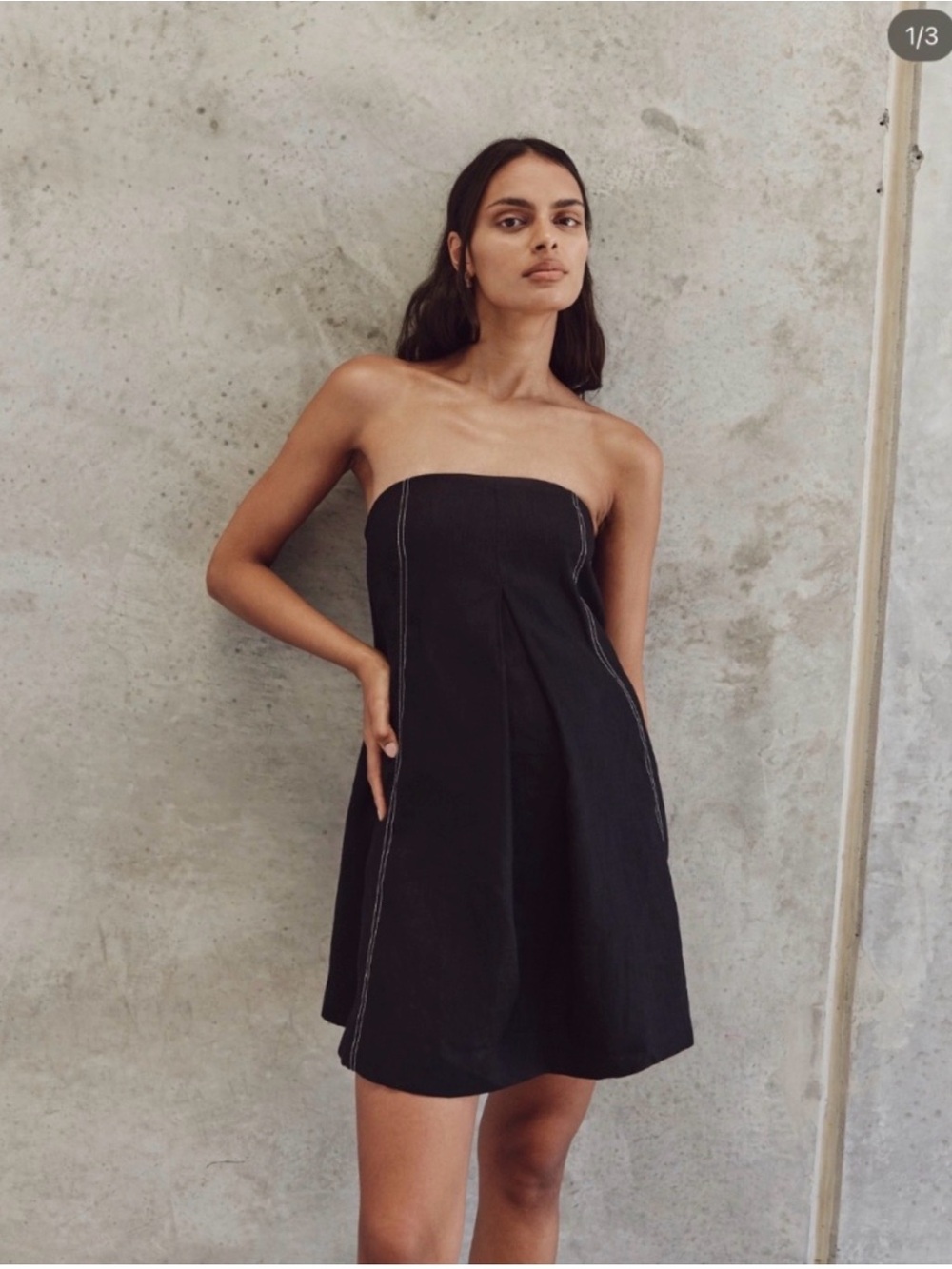 DISSH- SIMONA BLACK LINEN MINI DRESS